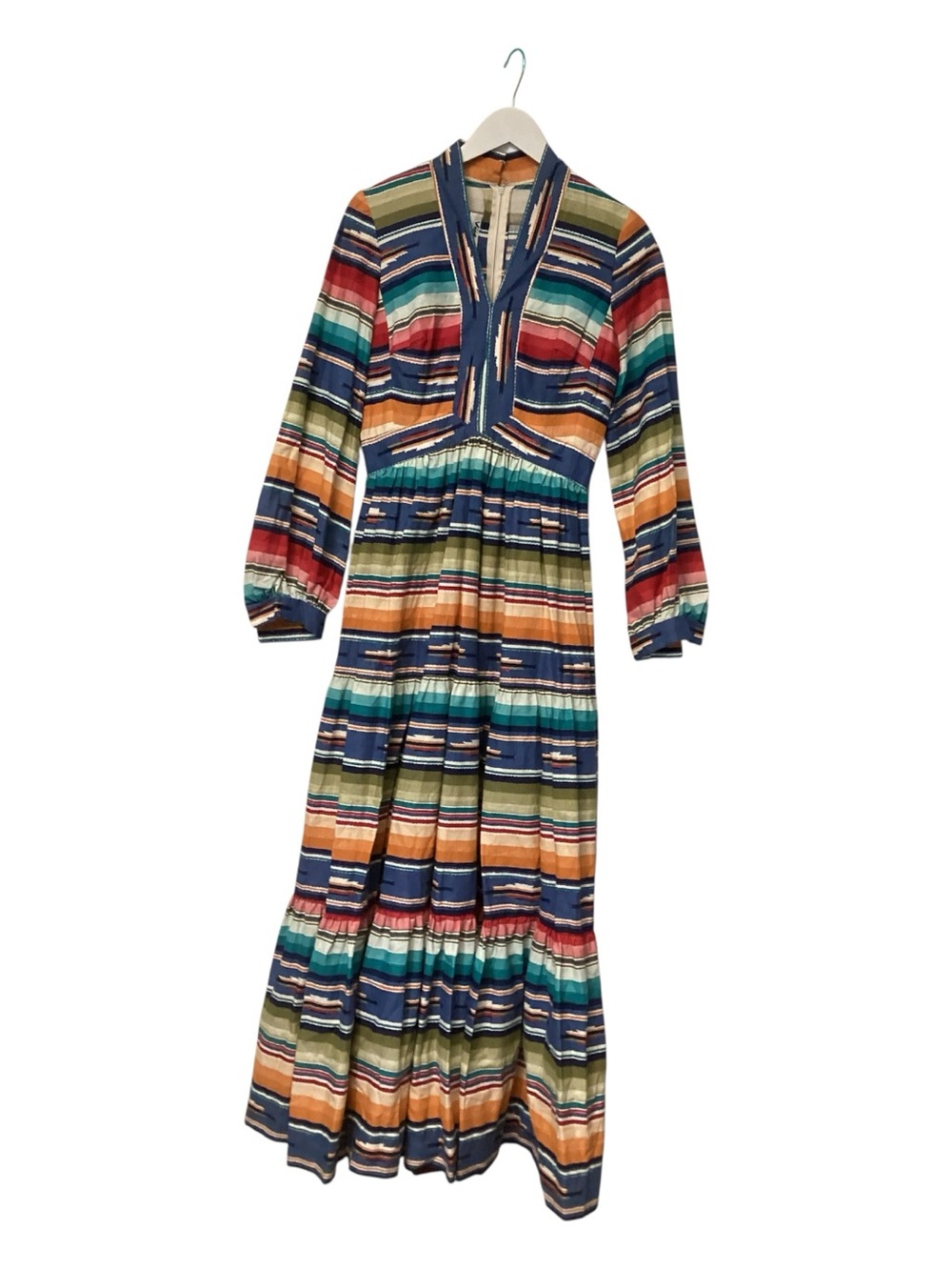 1970โs Vintage Victor Costa Bohemian Tiered Maxi Dress